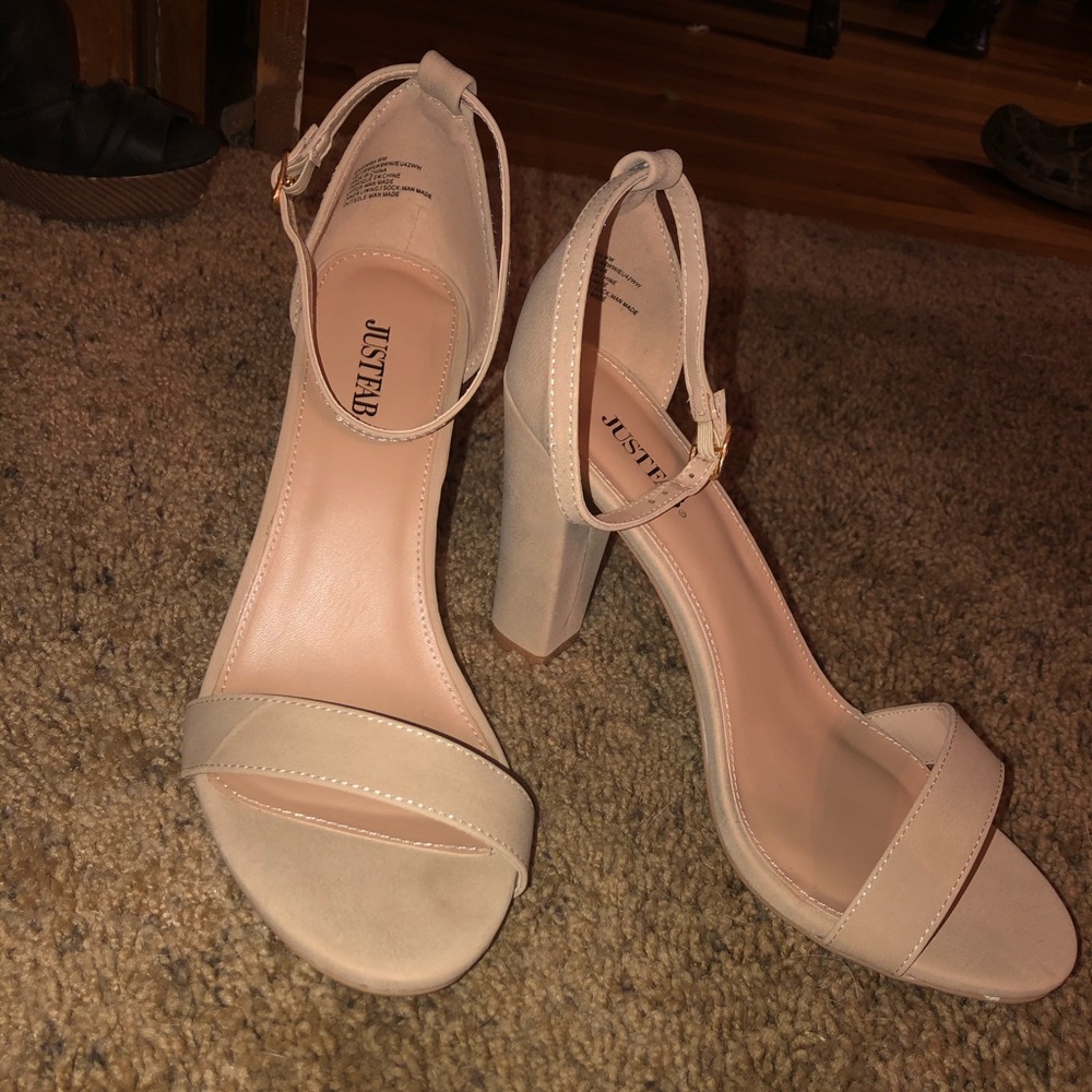 JustFab Nude block heels